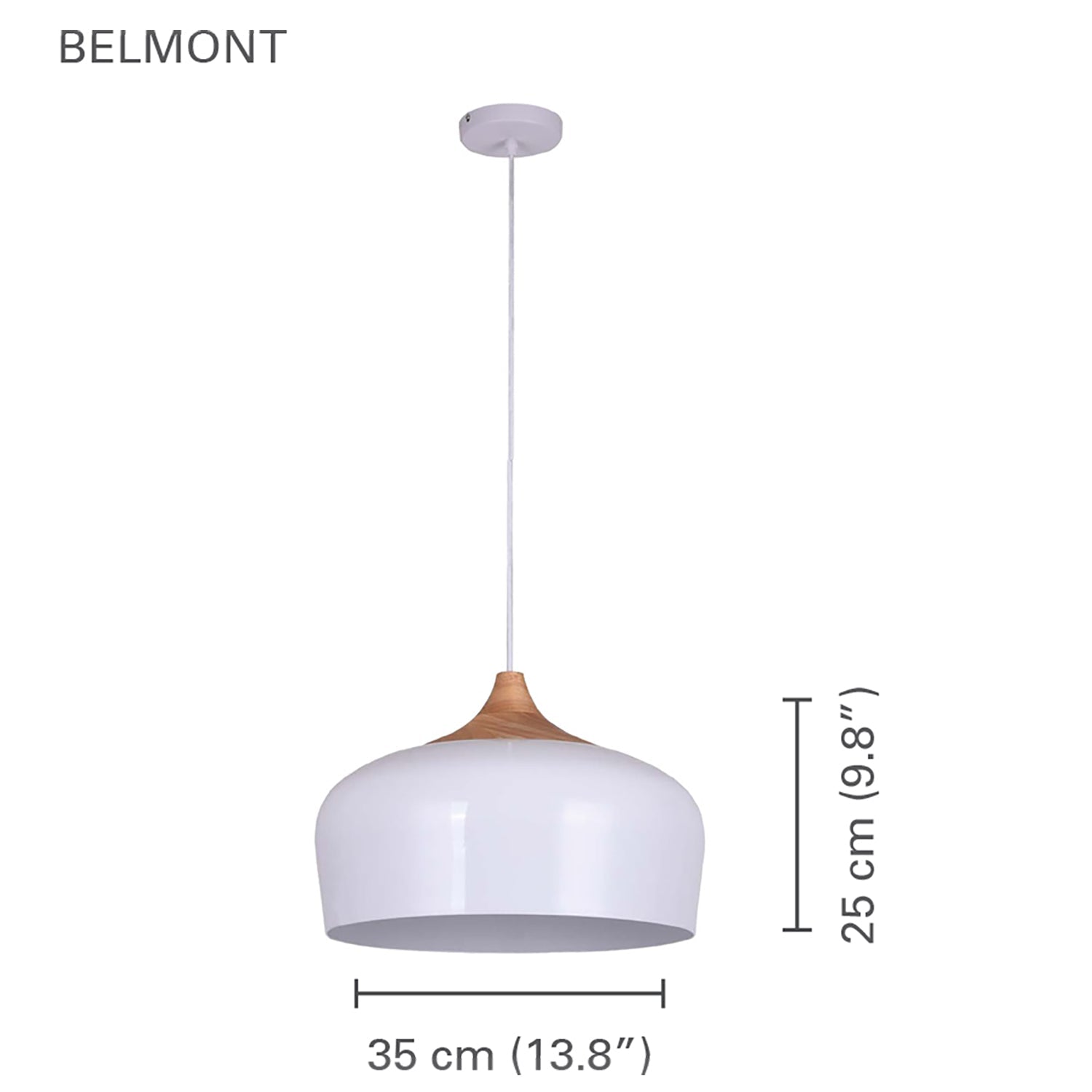 Xtricity - Luminaire Suspendu, Largeur de 13.8'', De la Collection Belmont, Blanc et Bois - Simple Boutique