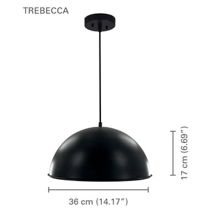 Xtricity - Luminaire Suspendu, Largeur de 14.17", De la Collection Trebecca, Noir - Simple Boutique
