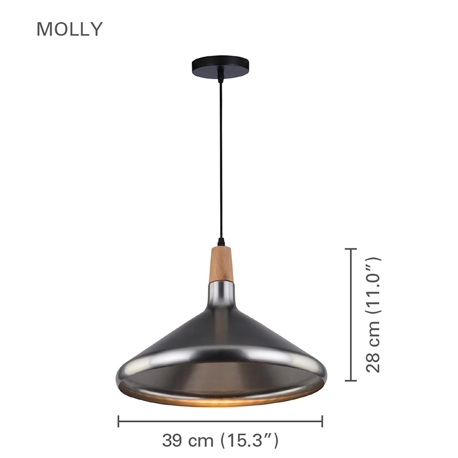 Xtricity - Luminaire Suspendu, Largeur de 15.3'', De la Collection Molly, Argent - Simple Boutique