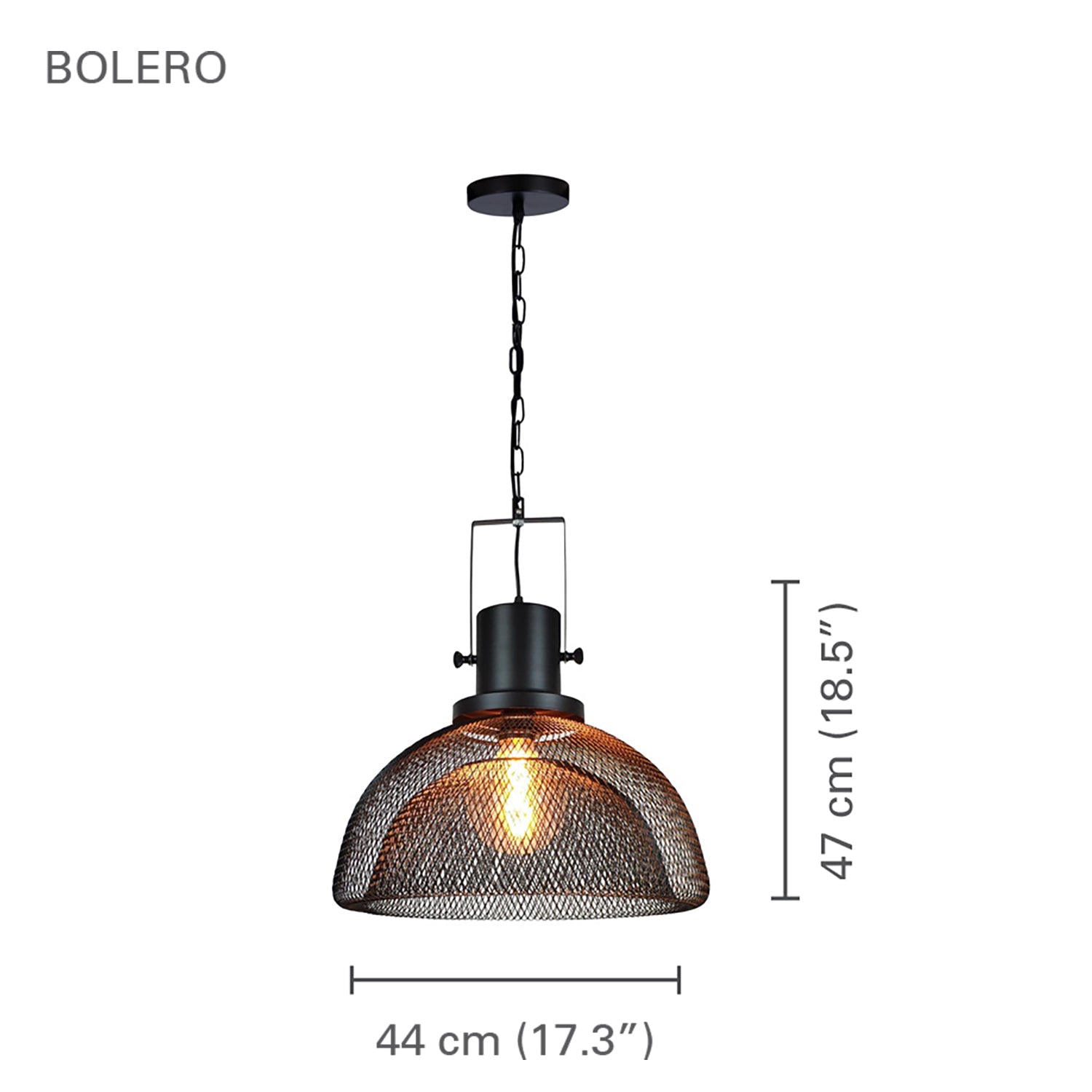 Xtricity - Luminaire Suspendu, Largeur de 17.32'', De la Collection Bolero, Noir - Simple Boutique