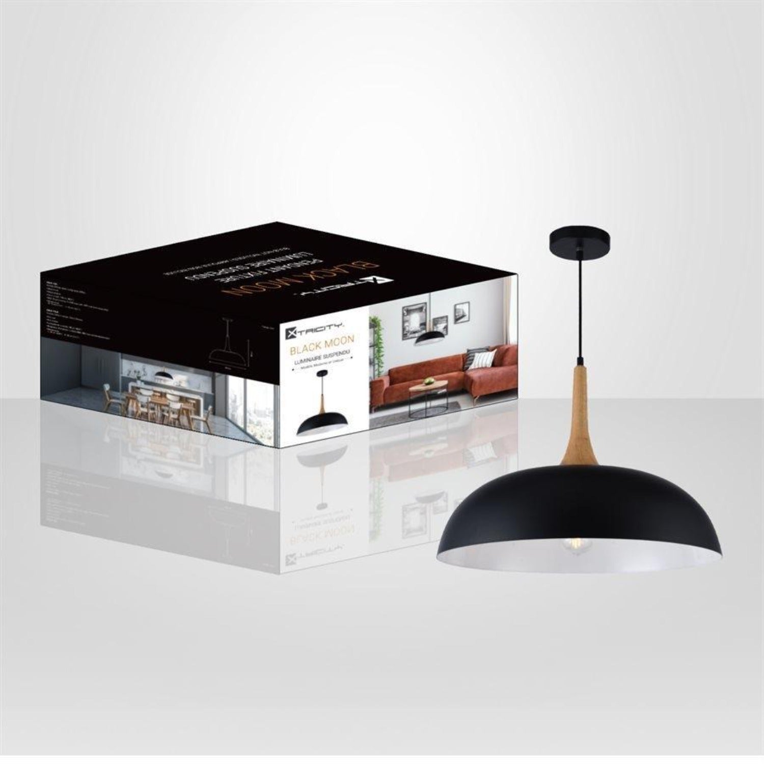 Xtricity - Luminaire Suspendu, Largeur de 19.6'', De la Collection Black Moon, Noir - Simple Boutique