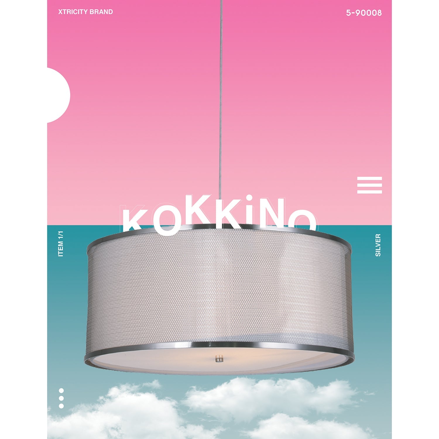 Xtricity - Luminaire Suspendu, Largeur de 19.6'', De la Collection Kokkino, Gris - Simple Boutique