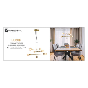 Xtricity - Luminaire Suspendu, Largeur de 23'', De la Collection Elixir, Doré - Simple Boutique