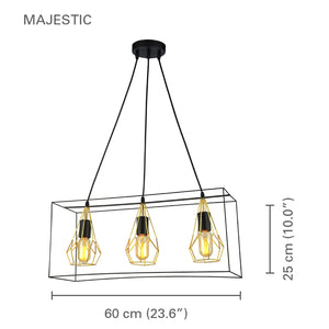 Xtricity - Luminaire Suspendu, Largeur de 23.6'', De la Collection Majestic, Noir et Doré - Simple Boutique