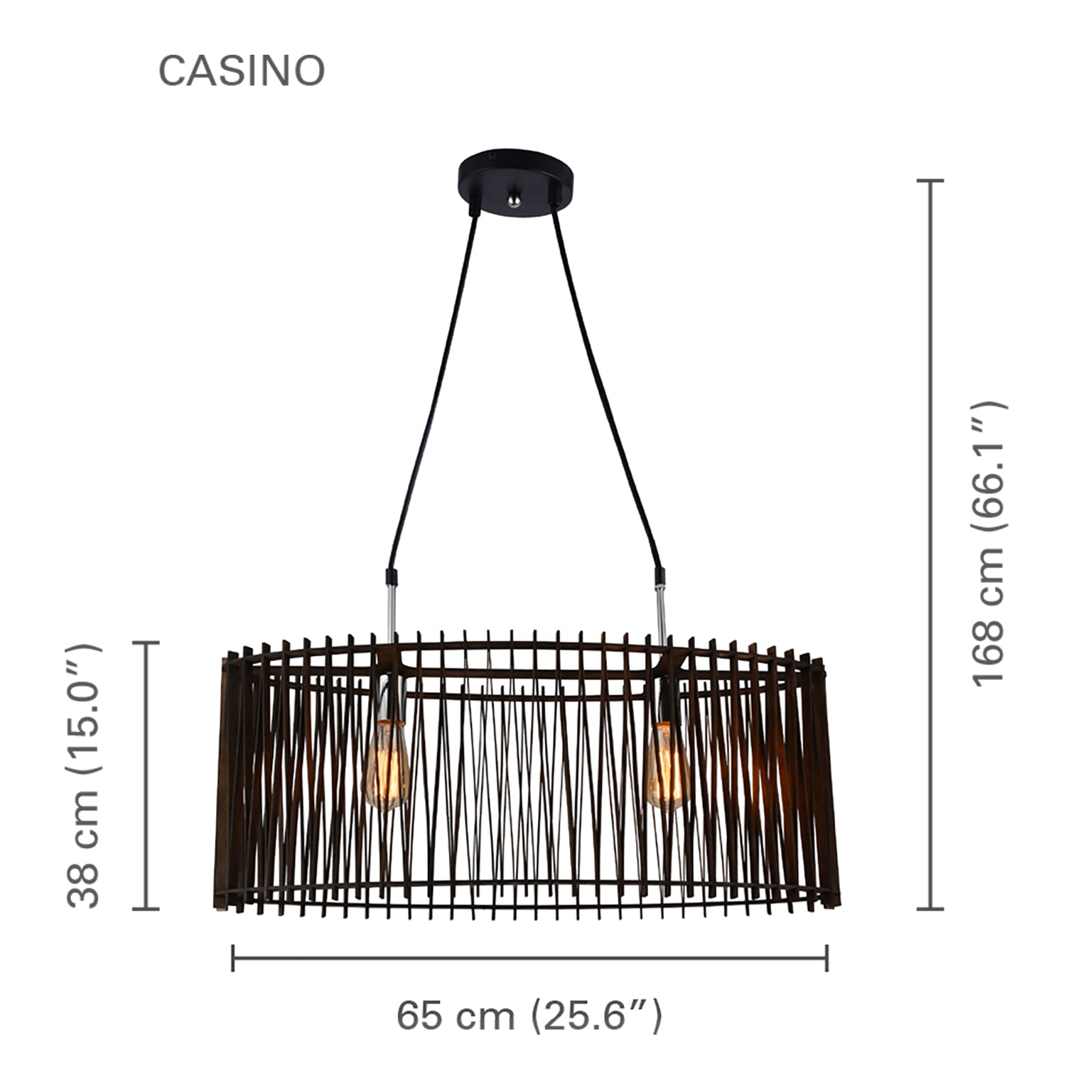 Xtricity - Luminaire Suspendu, Largeur de 25.5'', De la Collection Casino, Brun - Simple Boutique