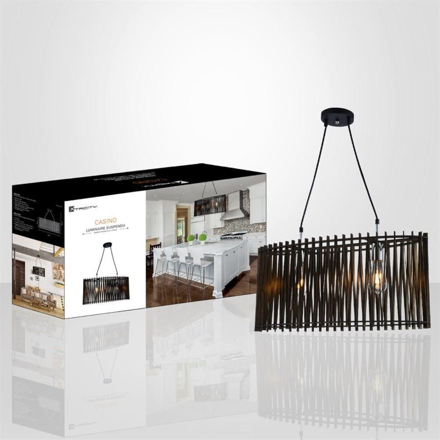 Xtricity - Luminaire Suspendu, Largeur de 25.5'', De la Collection Casino, Brun - Simple Boutique