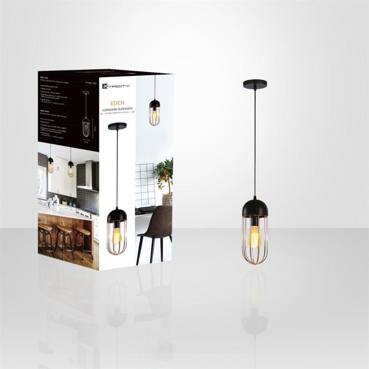 Xtricity - Luminaire Suspendu, Largeur de 5.1'', De la Collection Eden, Noir - Simple Boutique