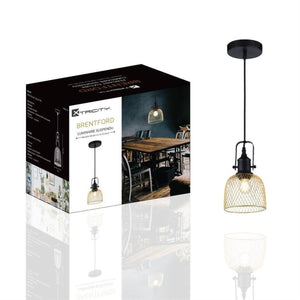 Xtricity - Luminaire Suspendu, Largeur de 5.5'', De la Collection Brentford, Noir et Or - Simple Boutique