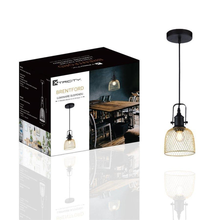Xtricity - Luminaire Suspendu, Largeur de 5.5'', De la Collection Brentford, Noir et Or - Simple Boutique