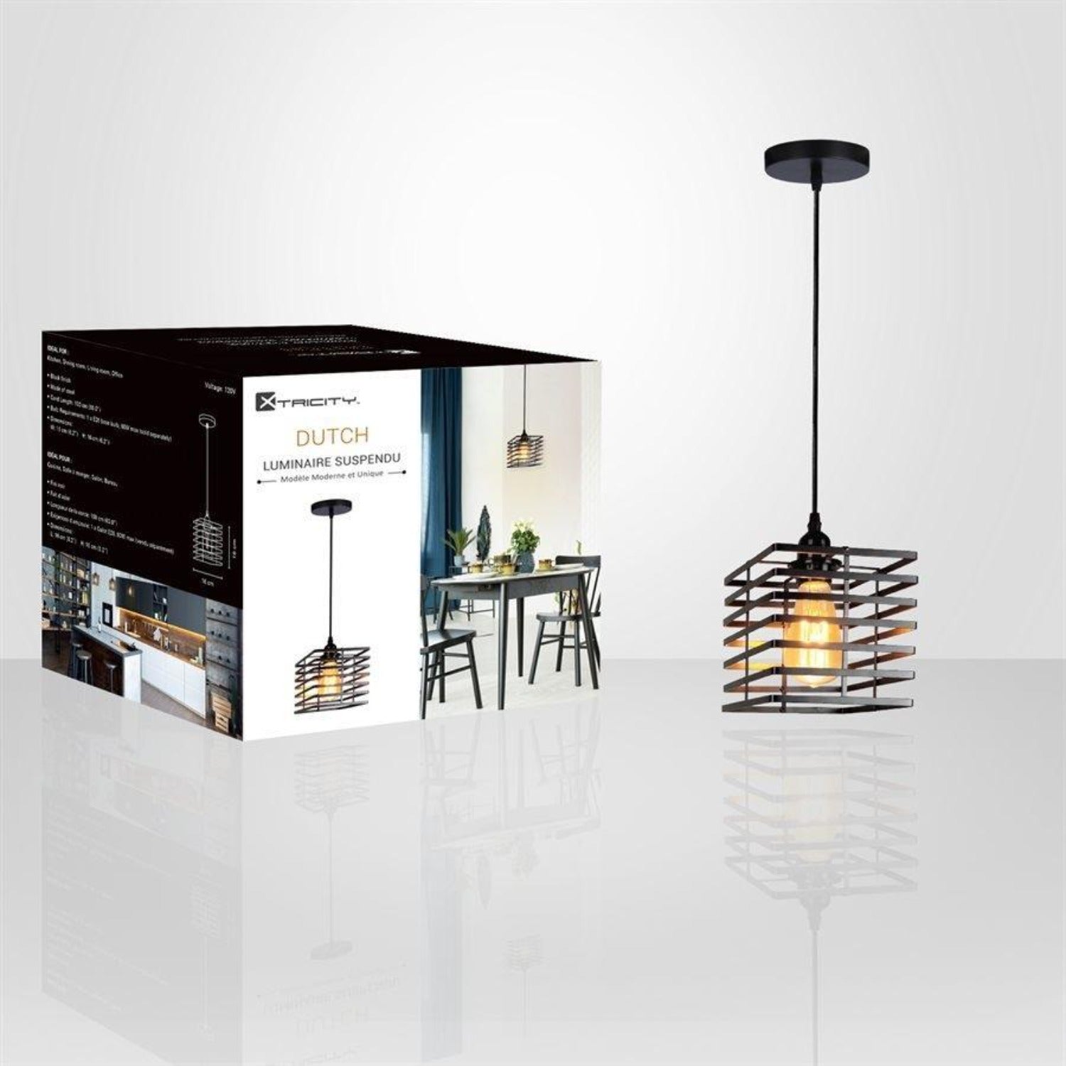 Xtricity - Luminaire Suspendu, Largeur de 6.2'', De la Collection Dutch, Noir - Simple Boutique