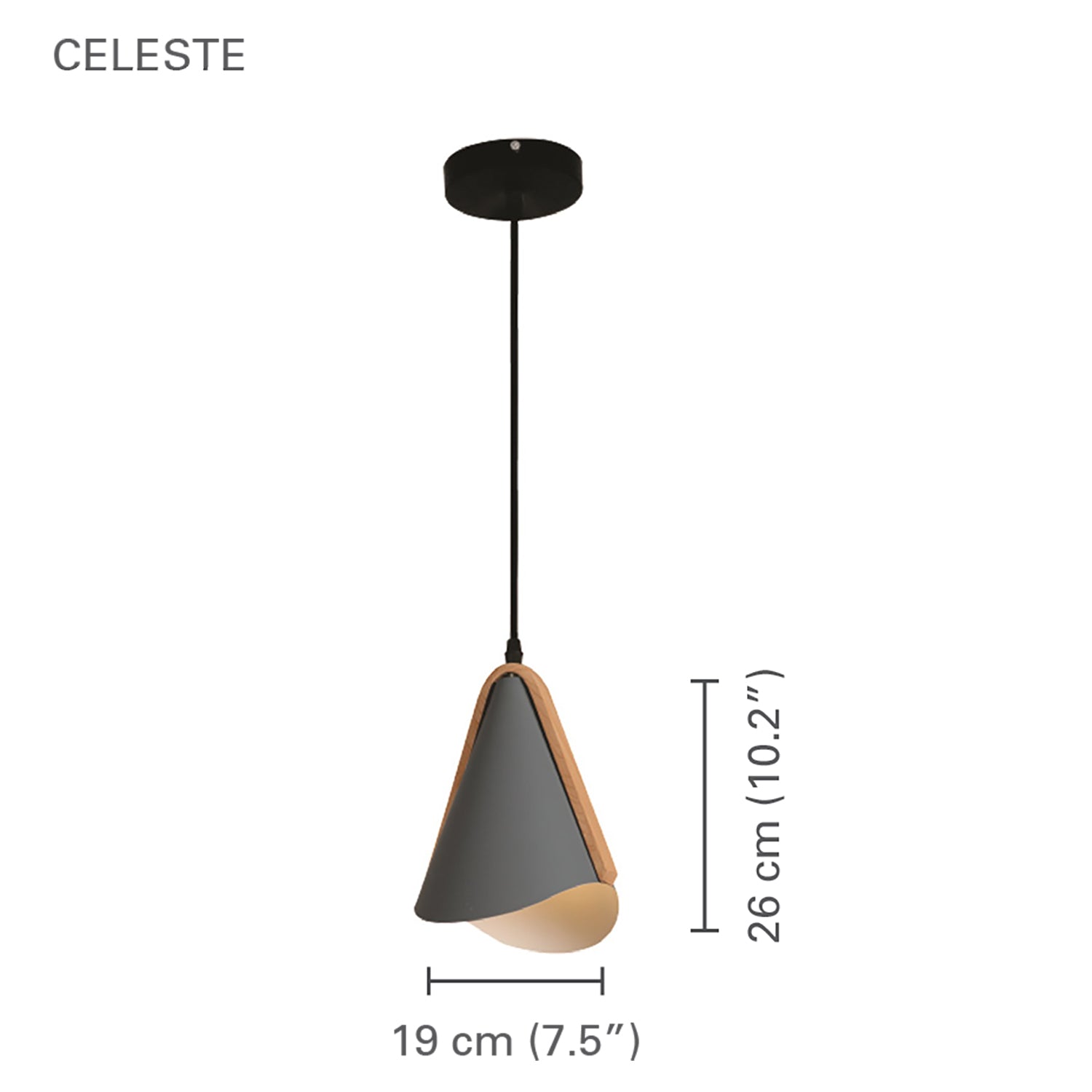 Xtricity - Luminaire Suspendu, Largeur de 7.5'', De la Collection Celeste, Gris et Bois - Simple Boutique