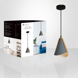 Xtricity - Luminaire Suspendu, Largeur de 7.5'', De la Collection Celeste, Gris et Bois - Simple Boutique