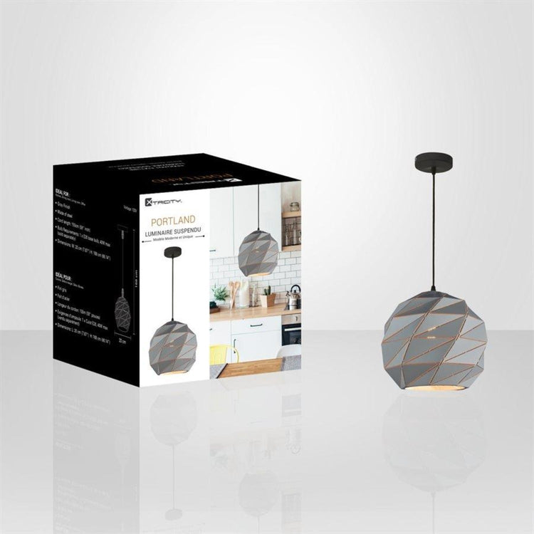 Xtricity - Luminaire Suspendu, Largeur de 7.87'', De la Collection Portland, Gris - Simple Boutique