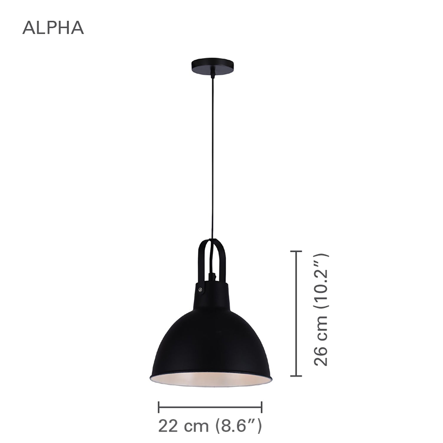 Xtricity - Luminaire Suspendu, Largeur de 8.6'', De la Collection Alpha, Noir - Simple Boutique
