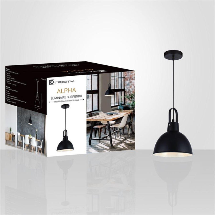 Xtricity - Luminaire Suspendu, Largeur de 8.6'', De la Collection Alpha, Noir - Simple Boutique