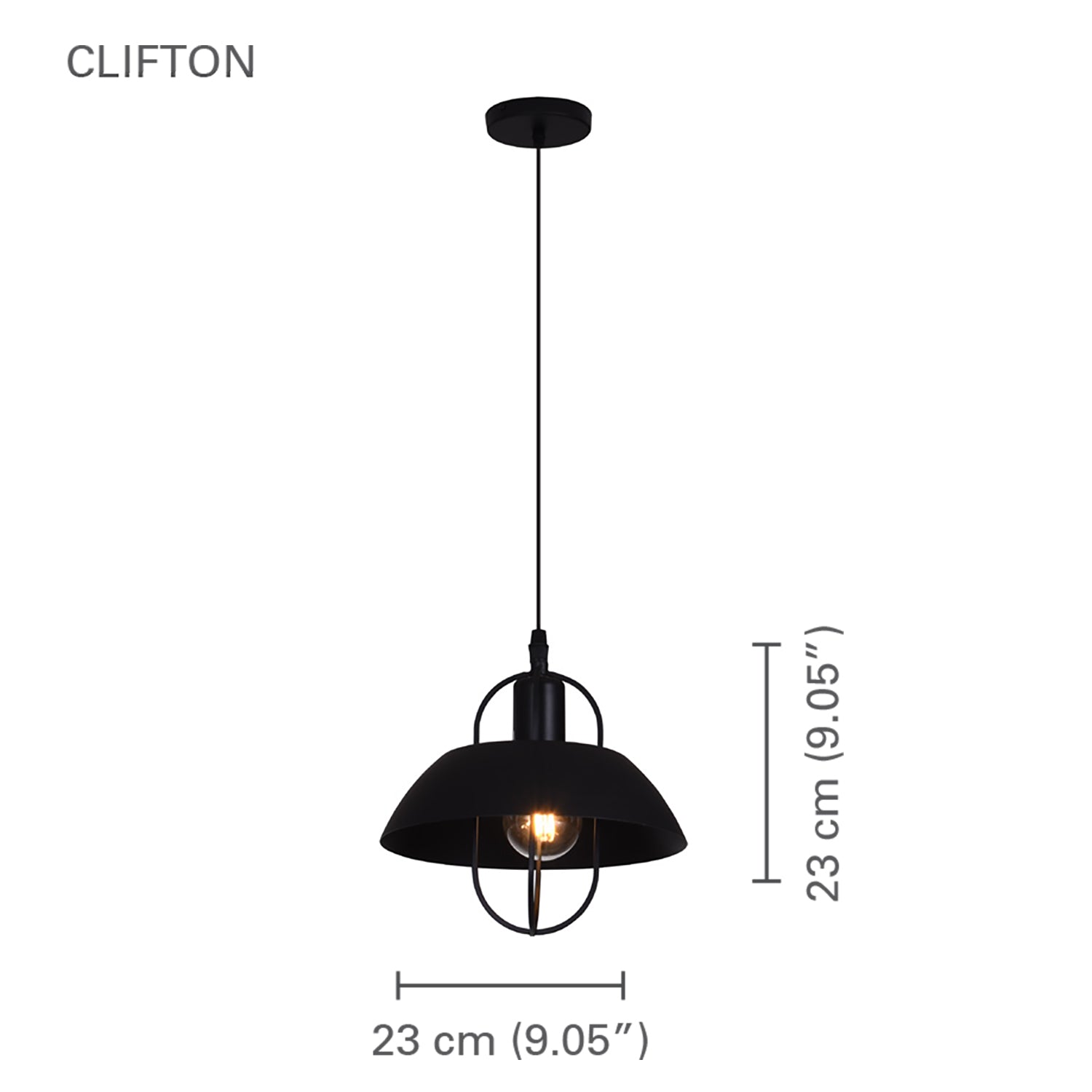 Xtricity - Luminaire Suspendu, Largeur de 9.05'', De la Collection Clifton, Noir - Simple Boutique