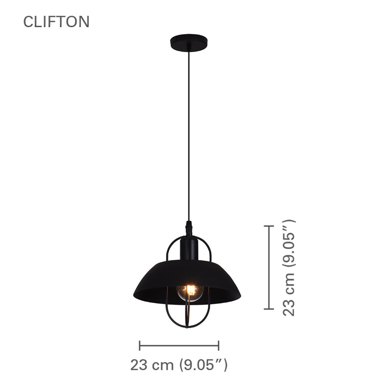 Xtricity - Luminaire Suspendu, Largeur de 9.05'', De la Collection Clifton, Noir - Simple Boutique