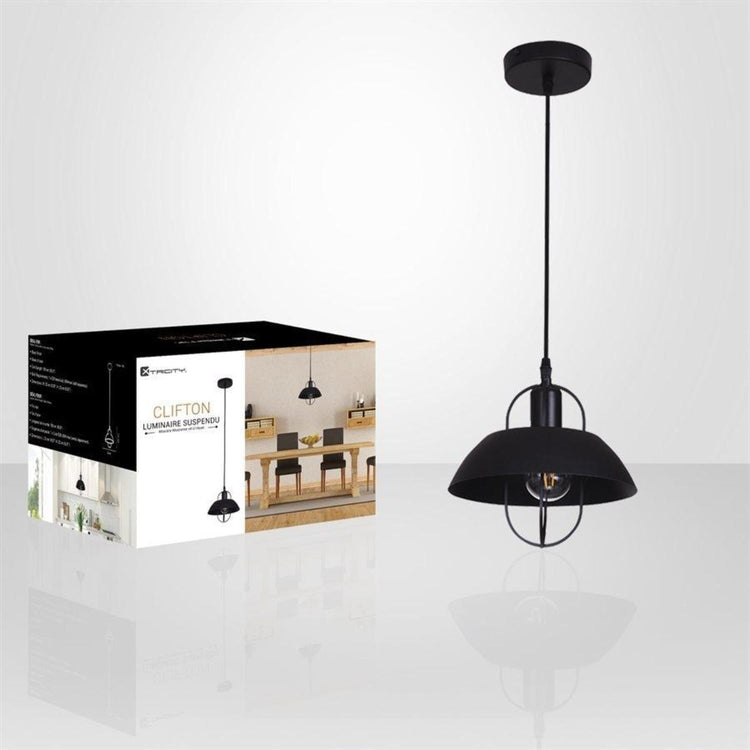 Xtricity - Luminaire Suspendu, Largeur de 9.05'', De la Collection Clifton, Noir - Simple Boutique