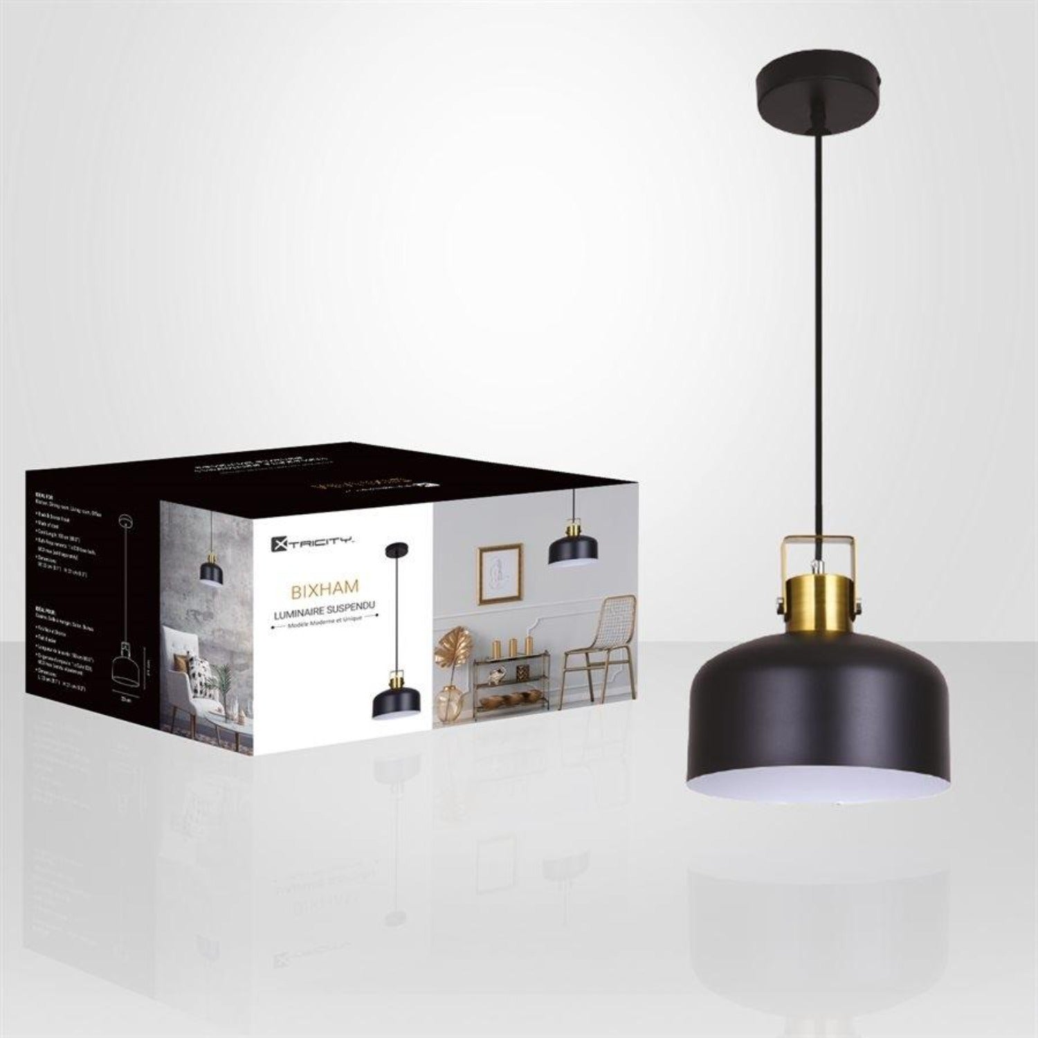 Xtricity - Luminaire Suspendu, Largeur de 9.1'', De la Collection Bixham, Noir - Simple Boutique