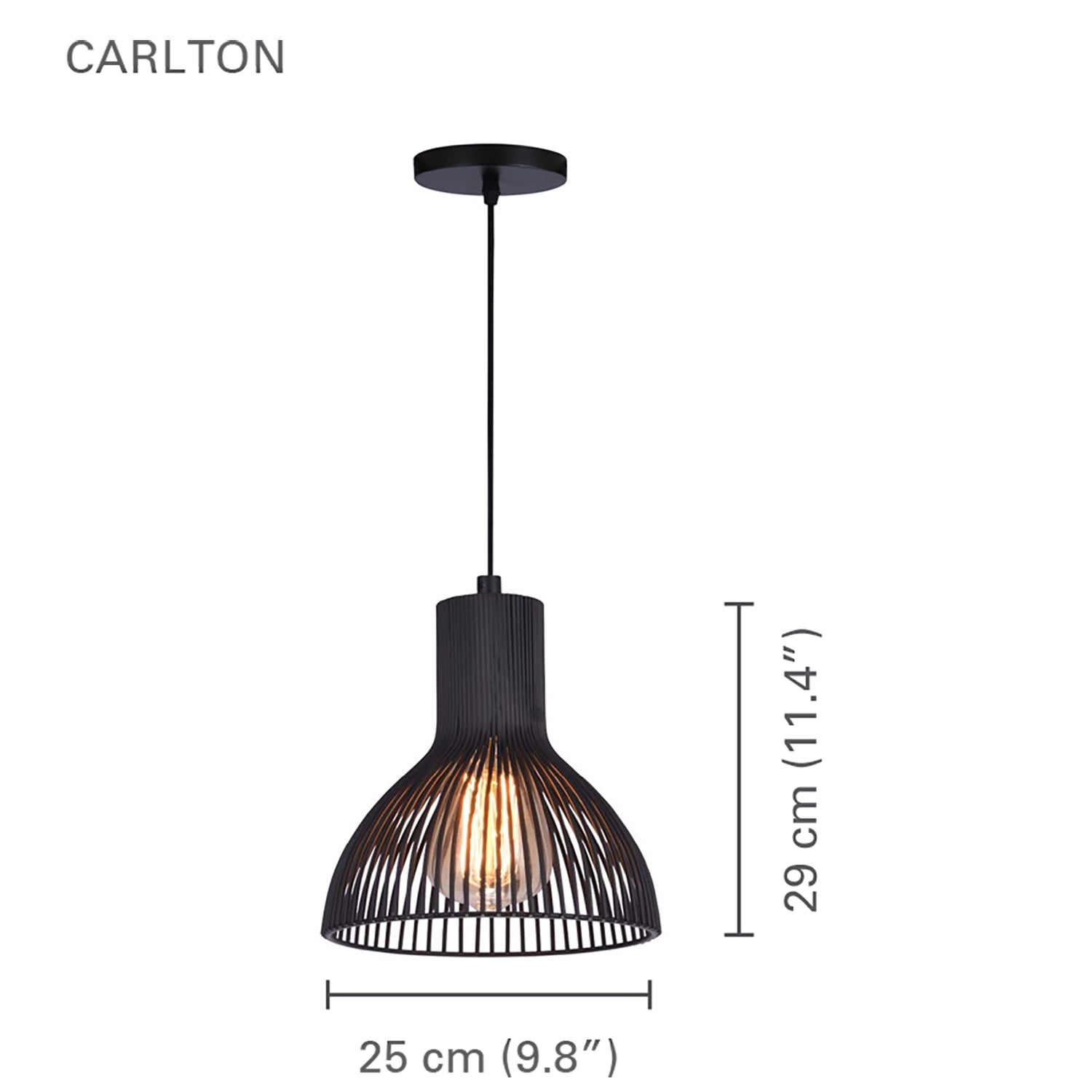 Xtricity - Luminaire Suspendu, Largeur de 9.8'', De la Collection Carlton, Noir - Simple Boutique