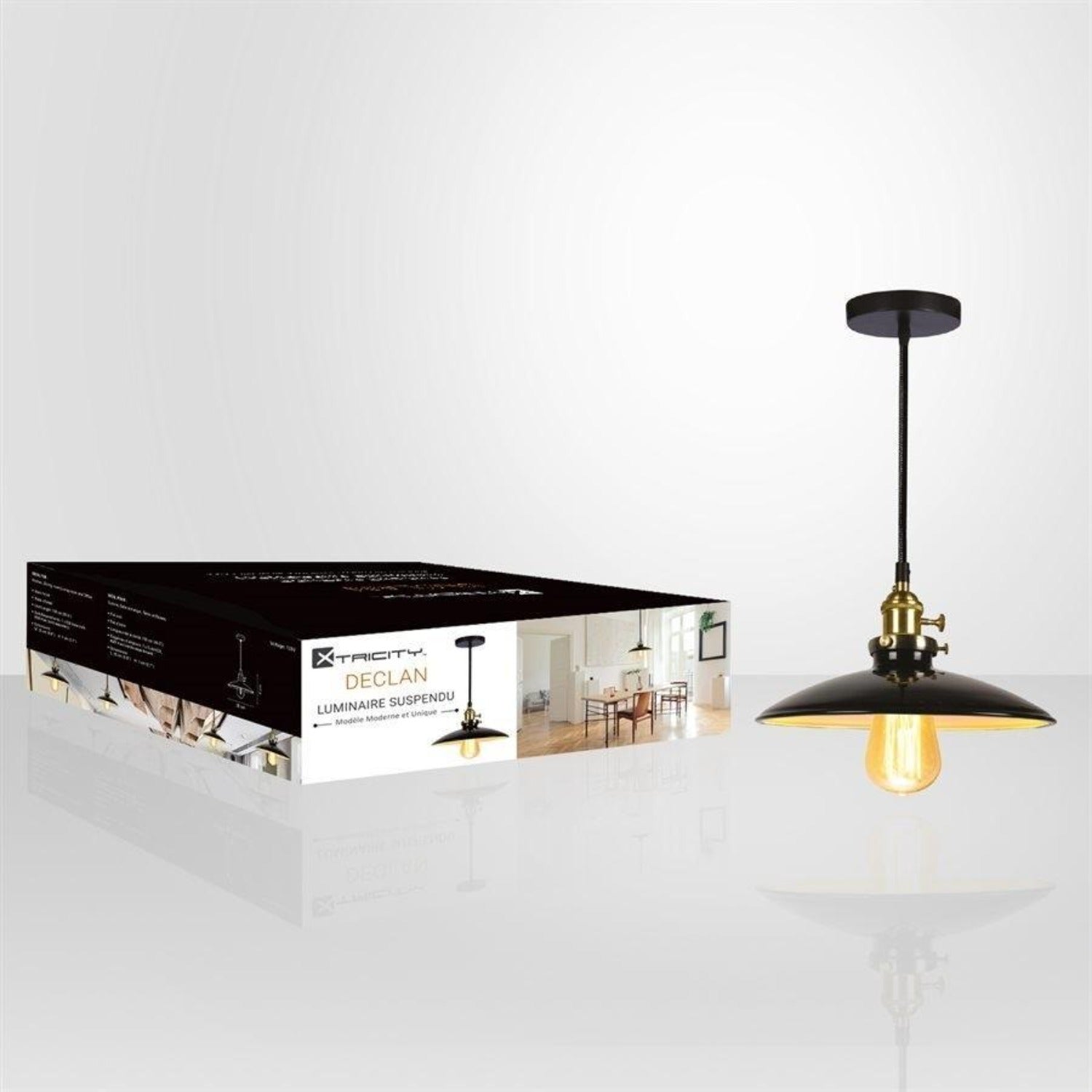 Xtricity - Luminaire Suspendu, Largeur de 9.8'', De la Collection Declan, Noir - Simple Boutique