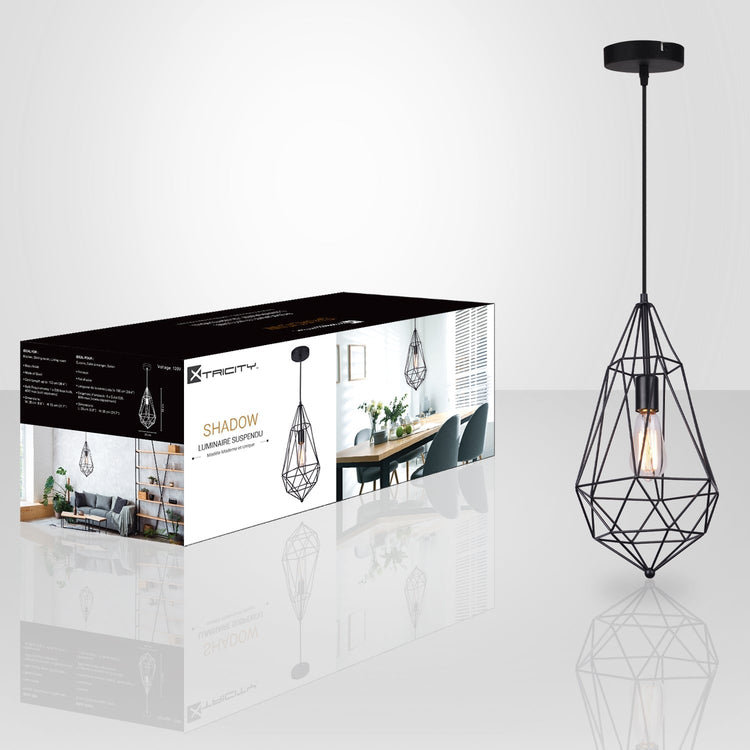 Xtricity - Luminaire Suspendu, Largeur de 9.8'', De la Collection Shadow, Noir - Simple Boutique