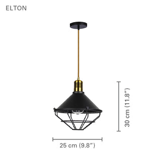 Xtricity - Luminaire Suspendu, Largeur de 9.84'', De la Collection Elton, Noir - Simple Boutique