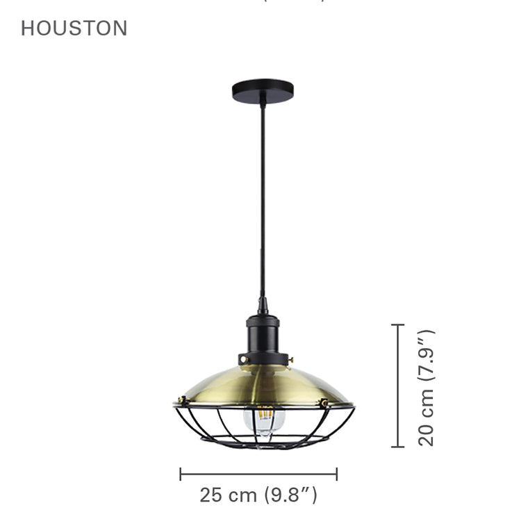 Xtricity - Luminaire Suspendu, Largeur de 9.84'', De la Collection Houston, Laiton Antique - Simple Boutique