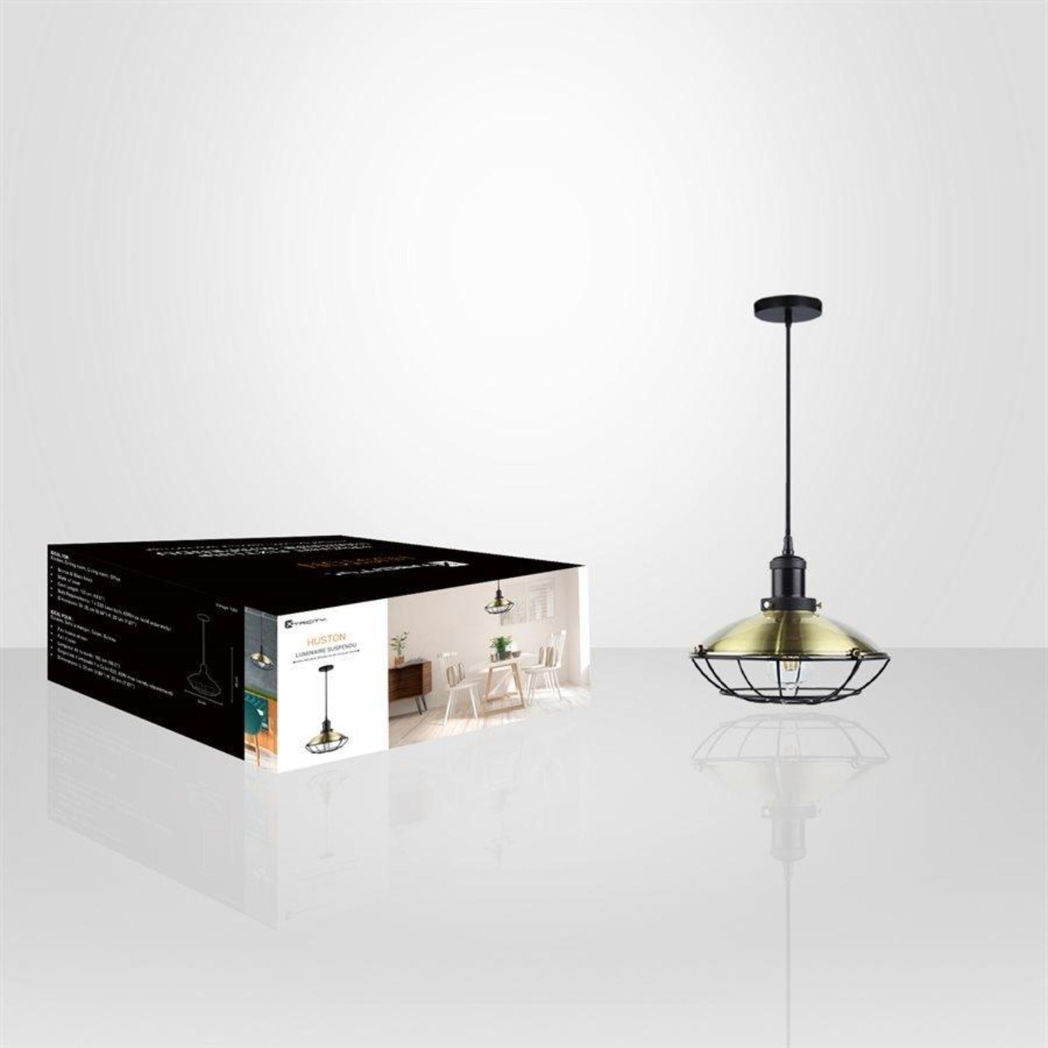 Xtricity - Luminaire Suspendu, Largeur de 9.84'', De la Collection Houston, Laiton Antique - Simple Boutique