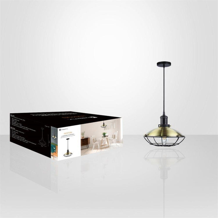 Xtricity - Luminaire Suspendu, Largeur de 9.84'', De la Collection Houston, Laiton Antique - Simple Boutique