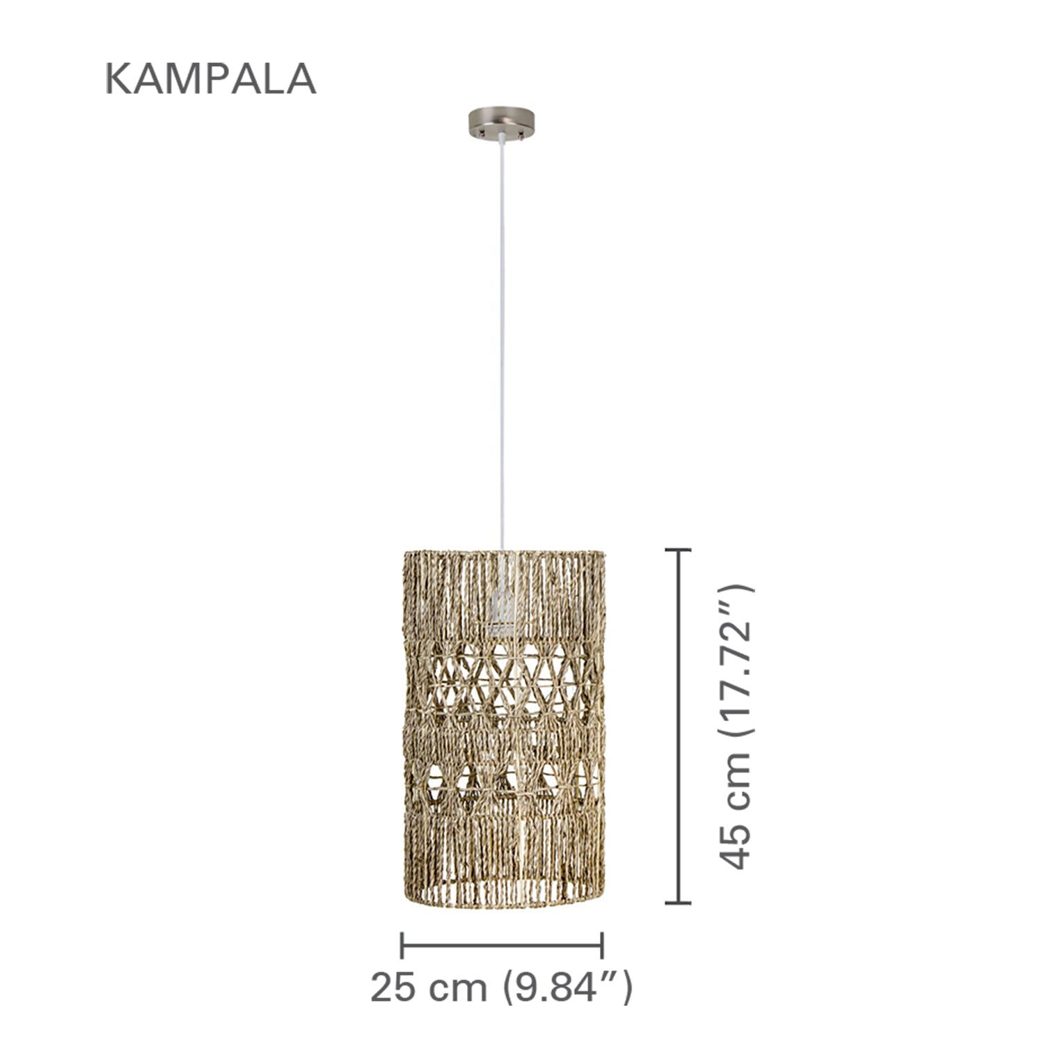 Xtricity - Luminaire Suspendu, Largeur de 9.84", De la Collection Kampala, Beige - Simple Boutique