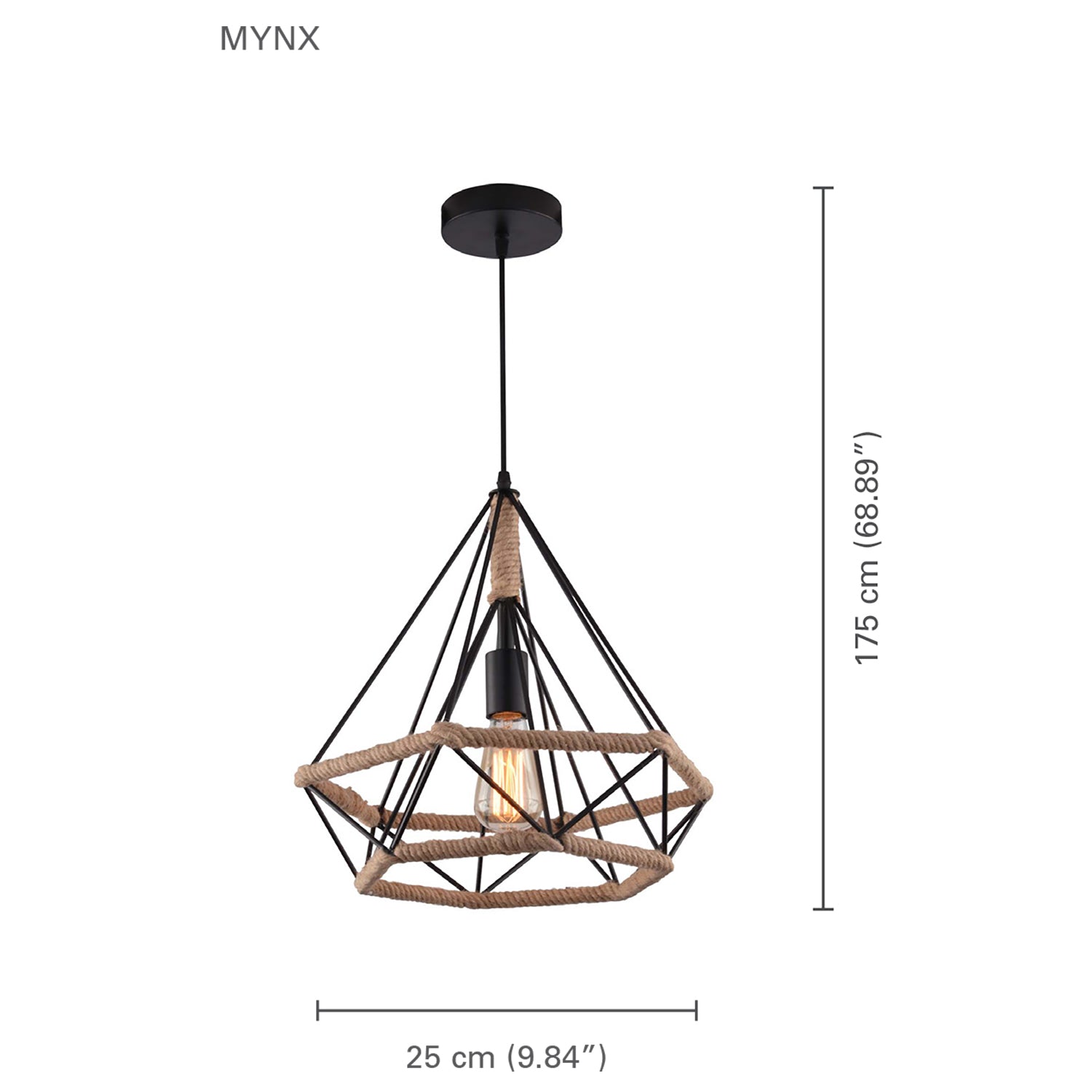 Xtricity - Luminaire Suspendu, Largeur de 9.84'', De la Collection Mynx, Noir - Simple Boutique