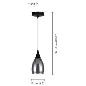 Xtricity - Luminaire Suspendu à 1 Lumière, Largeur de 4.7'', De la Collection Repley, Noir - Simple Boutique