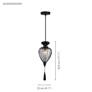 Xtricity - Luminaire Suspendu à 1 Lumières, Largeur de 9.1'', De la Collection QueensDown, Noir - Simple Boutique