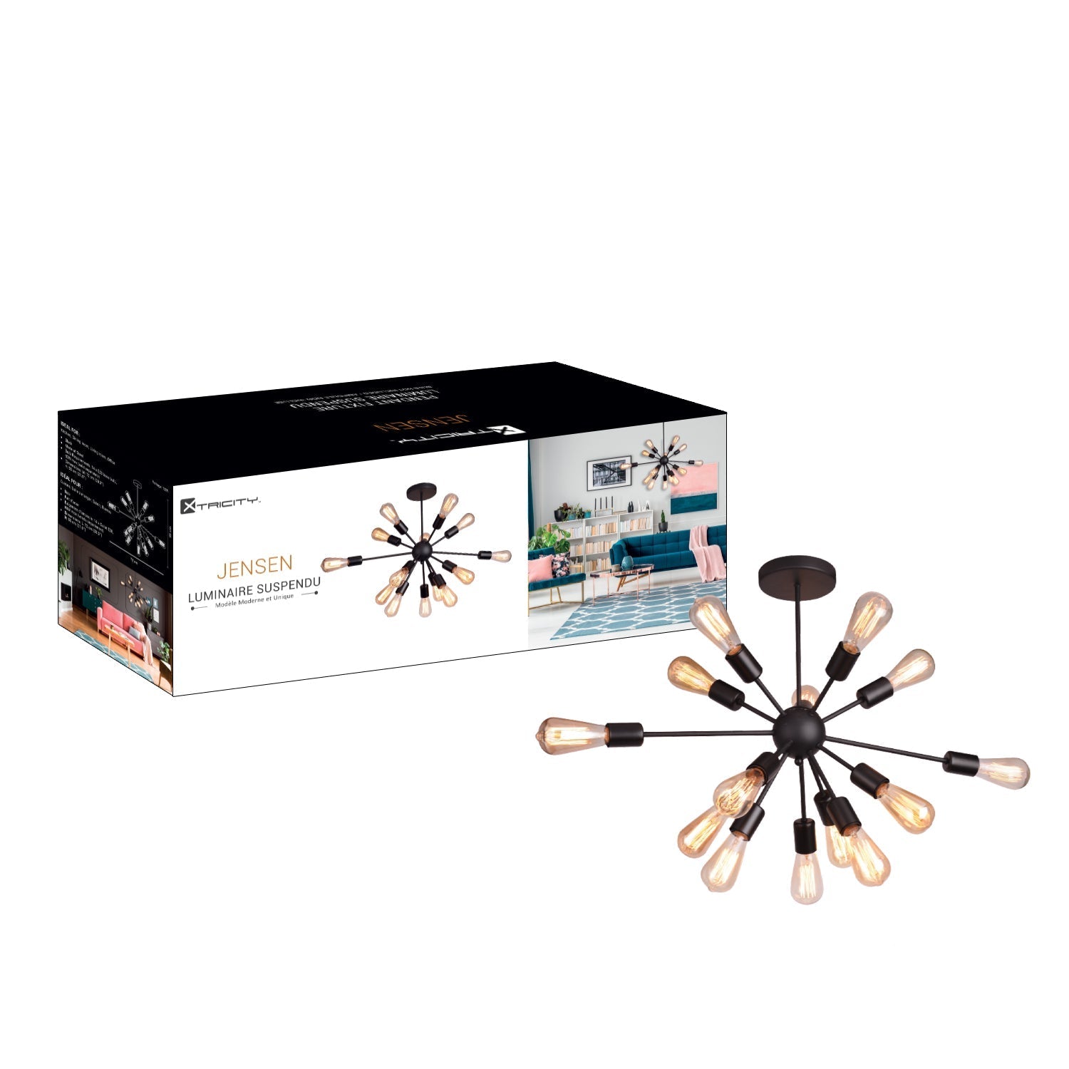Xtricity - Luminaire Suspendu à 14 Lumières, Largeur de 28.3'', De la Collection Jensen - Simple Boutique