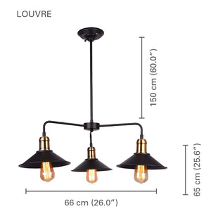 Xtricity - Luminaire Suspendu à 3 Lumières, Largeur de 25.9'', De la Collection Louvre, Noir - Simple Boutique