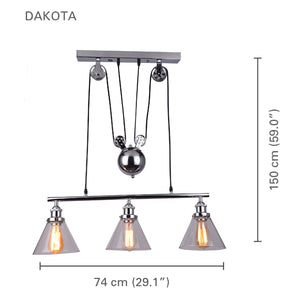 Xtricity - Luminaire Suspendu à 3 Lumières, Largeur de 29.1'', De la Collection Dakota, Chrome - Simple Boutique