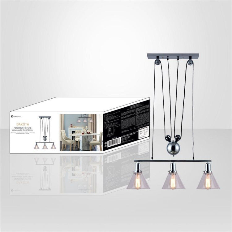 Xtricity - Luminaire Suspendu à 3 Lumières, Largeur de 29.1'', De la Collection Dakota, Chrome - Simple Boutique