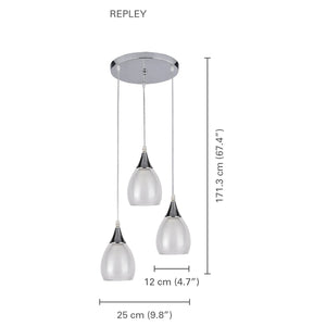 Xtricity - Luminaire Suspendu à 3 Lumières, Largeur de 9.8'', De la Collection Repley, Blanc - Simple Boutique