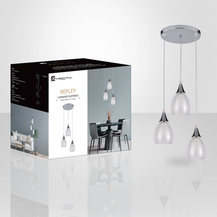 Xtricity - Luminaire Suspendu à 3 Lumières, Largeur de 9.8'', De la Collection Repley, Blanc - Simple Boutique