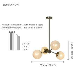 Xtricity - Luminaire Suspendu à 4 Lumières, Largeur de 22.4'', De la Collection Bohannon, Argenté - Simple Boutique