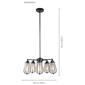 Xtricity - Luminaire Suspendu à 5 Lumières, Largeur de 18.8'', De la Collection Broadway, Noir - Simple Boutique