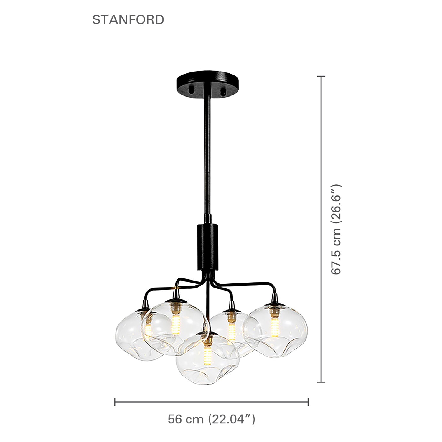 Xtricity - Luminaire Suspendu à 5 Lumières, Largeur de 22.04'', De la Collection Stanford, Noir - Simple Boutique