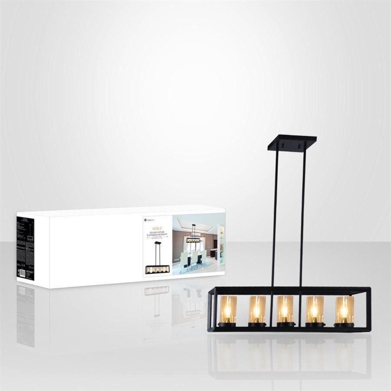 Xtricity - Luminaire Suspendu à 5 Lumières, Largeur de 30.7'', De la Collection Noble, Noir - Simple Boutique