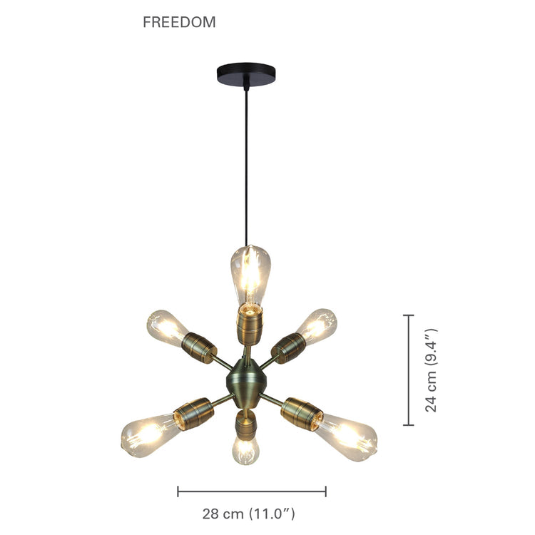 Xtricity - Luminaire Suspendu à 6 Lumières, Largeur de 11'', De la Collection Freedom, Laiton Antique - Simple Boutique