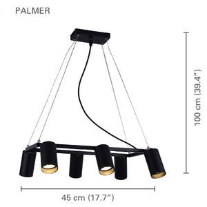 Xtricity - Luminaire Suspendu à 6 Lumières, Largeur de 17.7'', De la Collection Palmer, Noir - Simple Boutique