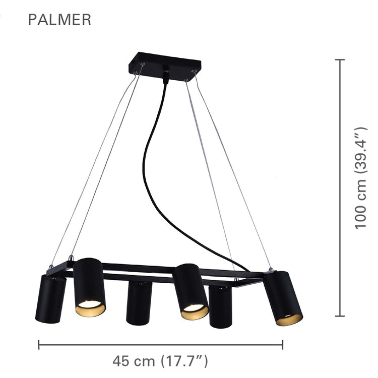 Xtricity - Luminaire Suspendu à 6 Lumières, Largeur de 17.7'', De la Collection Palmer, Noir - Simple Boutique