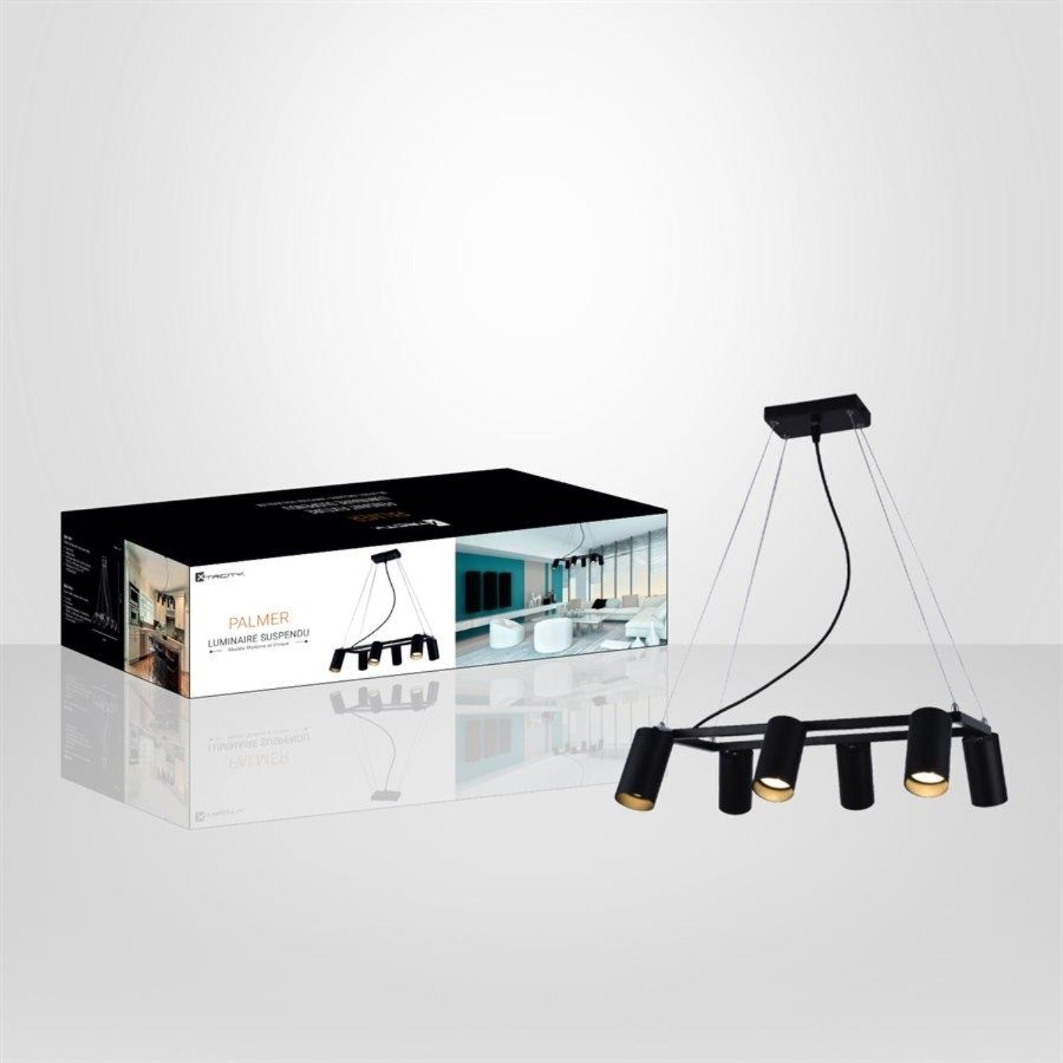 Xtricity - Luminaire Suspendu à 6 Lumières, Largeur de 17.7'', De la Collection Palmer, Noir - Simple Boutique