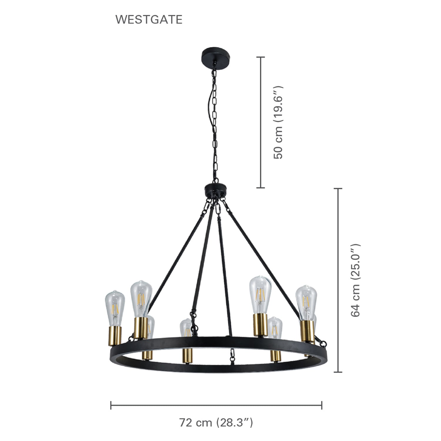 Xtricity - Luminaire Suspendu à 6 Lumières, Largeur de 28.3'', De la Collection WestGate, Noir - Simple Boutique
