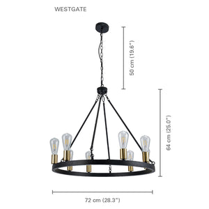 Xtricity - Luminaire Suspendu à 6 Lumières, Largeur de 28.3'', De la Collection WestGate, Noir - Simple Boutique